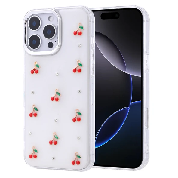 iPhone 16 Pro Max Kılıf Simli Kamera Çerçveli ve Mini Fİgür Desenli Ultra Koruma Sağlayan Kutup Sert Silikon Kapak ürün görseli