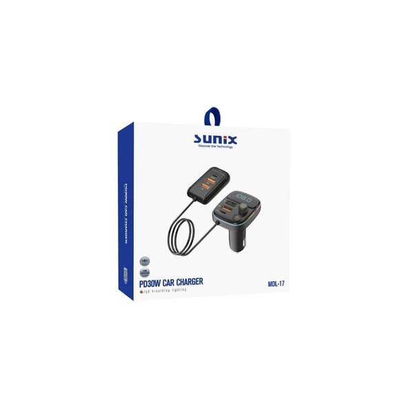 Sunix PD 30W Şarj ve RGB Led Işıklı Araç Modülatörü MDL-17 - 3