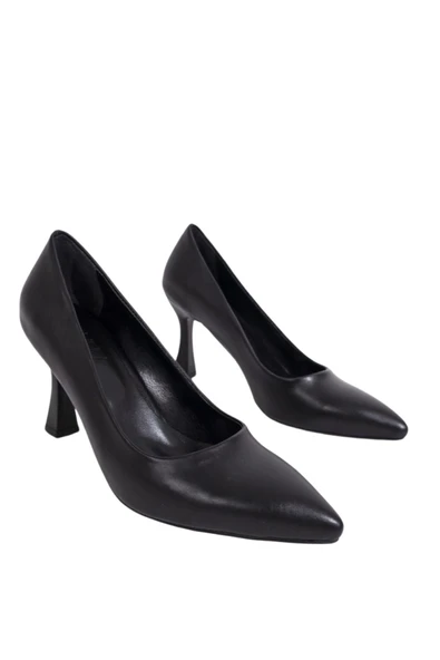 Siyah Mat Stiletto Kadeh Topuklu Ayakkabı - Kanger - Resim 3