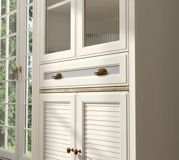 Hunerika Misio Premium 4 kapak tek çekmeceli büfe -Legnano/krem Minifiks Bağlantılı - 2