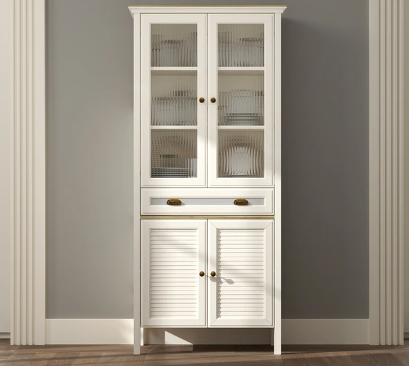 Hunerika Misio Premium 4 kapak tek çekmeceli büfe -Legnano/krem Minifiks Bağlantılı - 4