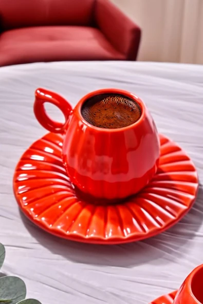 4 Parça 2 Kişilik Kahve Fincan Takımı Kabak Dizayn,Tasarım,Hediyelik - 2