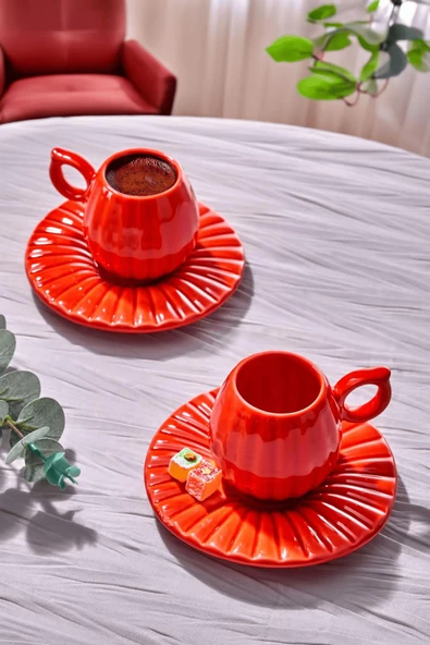 4 Parça 2 Kişilik Kahve Fincan Takımı Kabak Dizayn,Tasarım,Hediyelik - 1