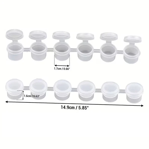 Mini boya kutusu 2ml 6'lı şerit, boya paleti, boya saklama kabı, küçük hokkalar-2 Şerit - Resim 5