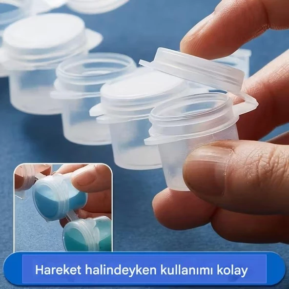 Mini boya kutusu 2ml 6'lı şerit, boya paleti, boya saklama kabı, küçük hokkalar-2 Şerit - Resim 4