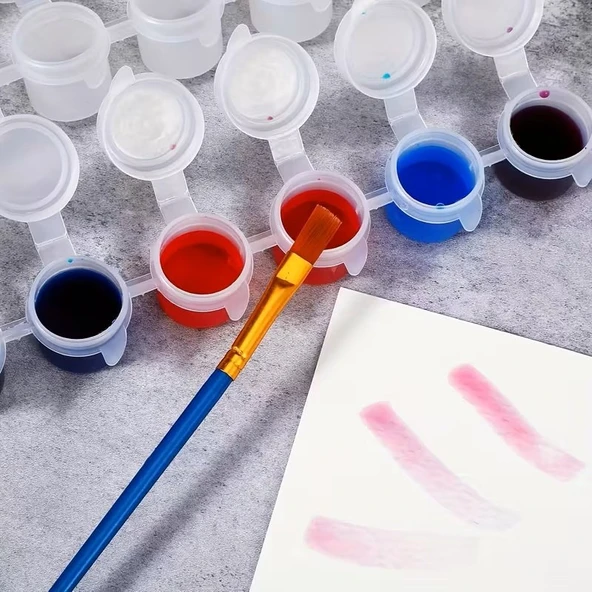 Mini boya kutusu 2ml 6'lı şerit, boya paleti, boya saklama kabı, küçük hokkalar-2 Şerit ürün görseli