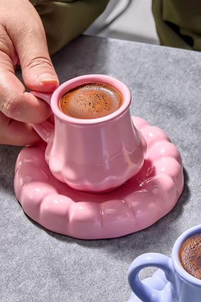 2 Kişilik 4 Parça Renkli Kahve Fincanı - Resim 2