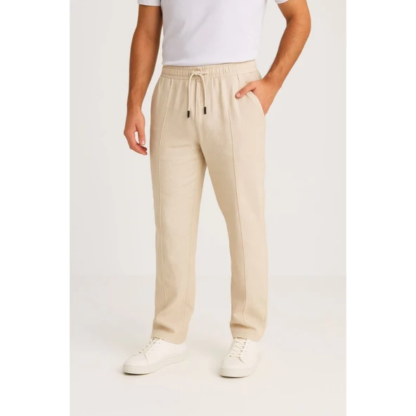 Lucky Life Erkek Keten Pantolon – - Resim 2