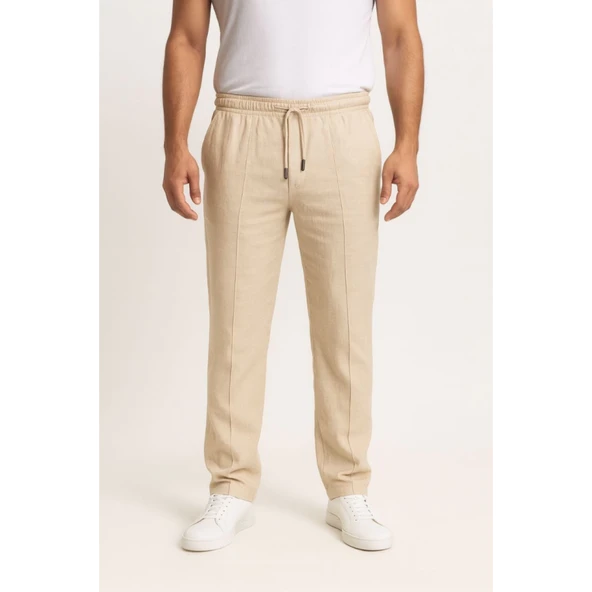 Lucky Life Erkek Keten Pantolon – - Resim 4