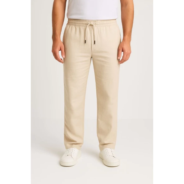 Lucky Life Erkek Keten Pantolon – - Resim 3