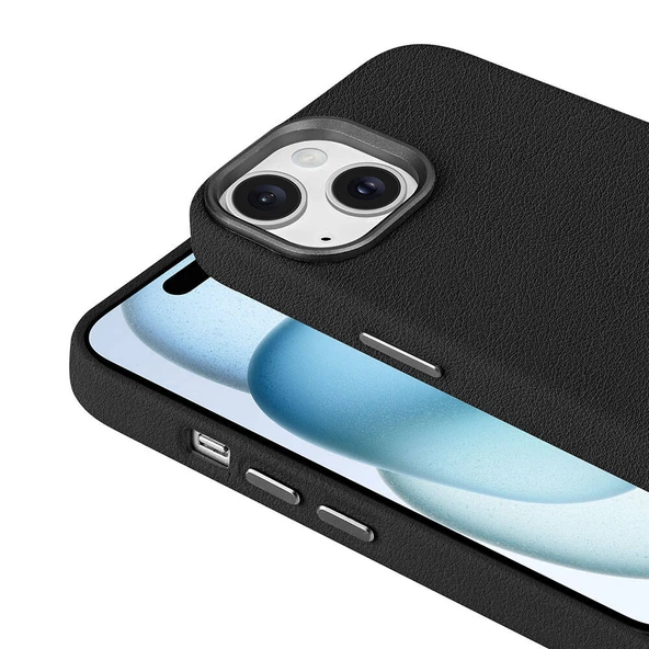 iPhone 16 Plus Kılıf Magsafe Şarj Özellikli PU Deri Adora Kapak - Resim 3