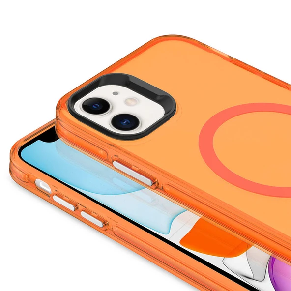 iPhone 15 Plus kılıf Şeffaf Magsafeli ve Mat Buz Tasarımlı İce Armor Sert Silikon Kapak - Resim 3