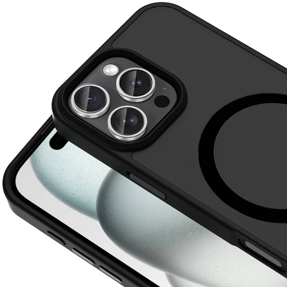 iPhone 14 Pro Kılıf Magsafe Şarj Özellikli Mat Arka Yüzey Sio Premium Kapak - Resim 4