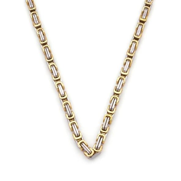 Çelik İki Renkli Kral Erkek Zincir Kolye ZN-518 ürün görseli