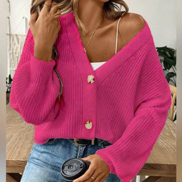 Lucky Life Kadın Uzun Kollu Düğme Detay Triko Bluz - Resim 10