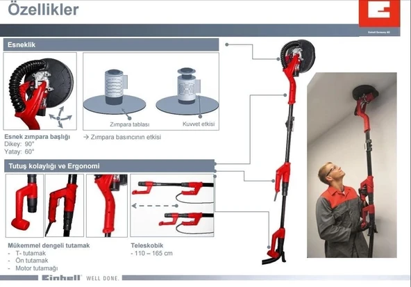 Einhell TC-DW 225 Alçıpan Duvar Zımpara - Resim 5