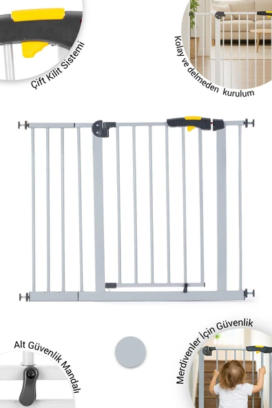 Wellgro Pro 95-100 cm Çocuk Güvenlik Kapısı, Merdiven Kapısı ve Korkuluk, Gri ürün görseli 1