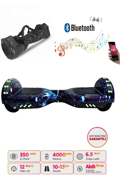 Elektrikli Kaykay Full Ledli Hoverboard Bluetooth Hoparlörlü 6.5 Inch Çanta Hediyeli D12 - 4