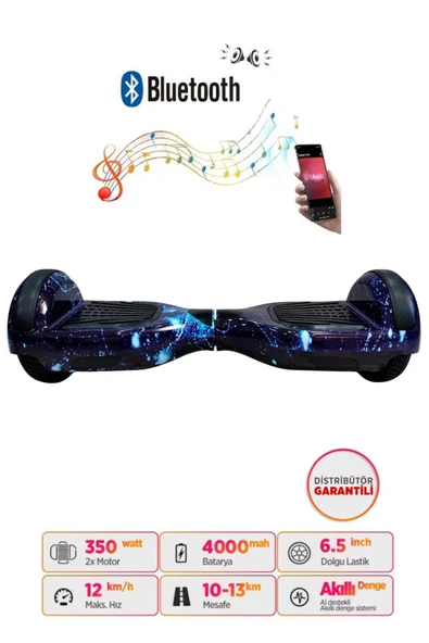 Elektrikli Kaykay Hoverboard 6.5 Inç Gökyüzü Grafity Desenli Akıllı Denge D12 - 4