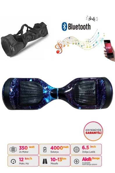 Elektrikli Kaykay Full Ledli Hoverboard Bluetooth Hoparlörlü 6.5 Inch Çanta Hediyeli D12 - 3