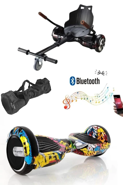 Elektrikli Kaykay Scooter Hoverboard Akıllı Denge 6.5 Inch + HoverKart + Çanta EXTREM PAKET D01 - 7