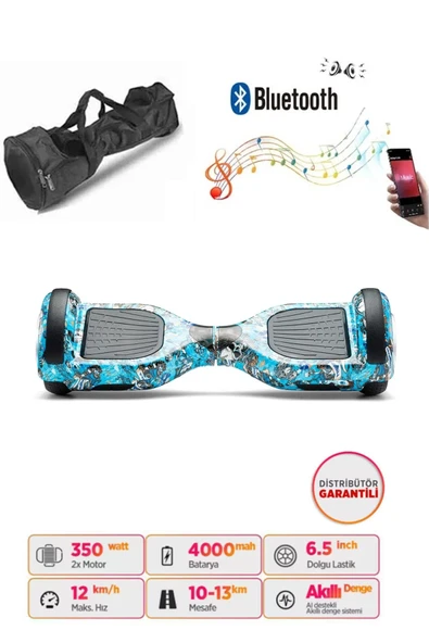 Elektrikli Kaykay Full Ledli Hoverboard Bluetooth Hoparlörlü 6.5 Inch D20 - Çanta Hediyelidir - Resim 3
