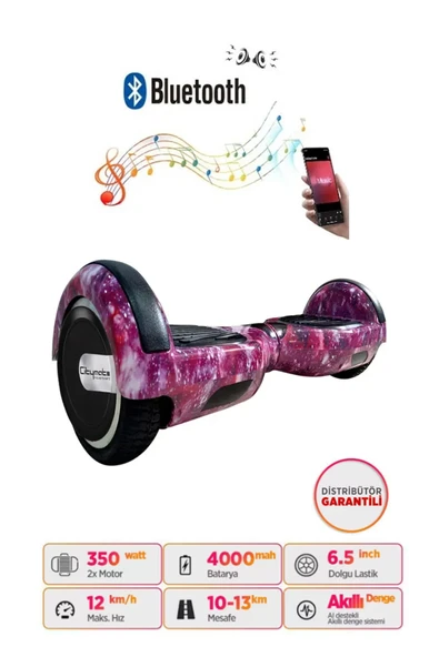 Elektrikli Kaykay Hoverboard 6.5 Inch Uzay Mor Grafity Desenli Akıllı Denge D13 - 3