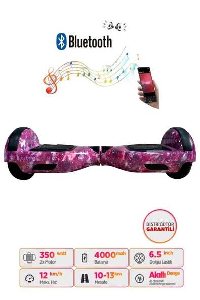 Elektrikli Kaykay Hoverboard 6.5 Inch Uzay Mor Grafity Desenli Akıllı Denge D13