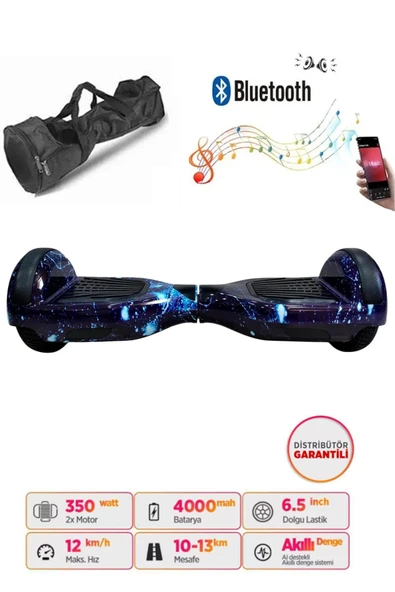 Elektrikli Kaykay Hoverboard Bluetooth Hoparlörlü 6.5 İnç Grafiti D12 - Çanta Hediye - 4
