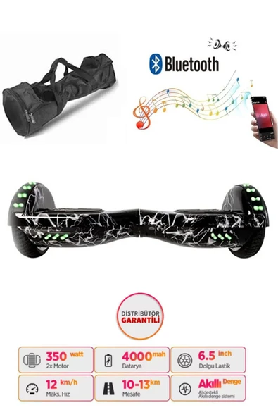 Elektrikli Kaykay Full Ledli Hoverboard Bluetooth Hoparlörlü 6.5 Inch Çanta Hediyeli D02