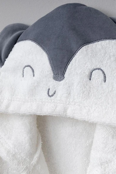 Bebitof %100 Pamuk Tilki Desenli Bebek Bornoz Seti BBTF.BYZ.30045 - Resim 2