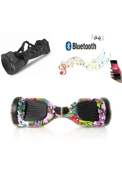 Elektrikli Kaykay Hoverboard Bluetooth Hoparlörlü 6.5 İnç Grafiti D04 - Çanta Hediye - 3
