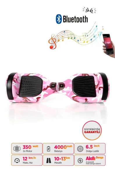 Elektrikli Kaykay Scooter Hoverboard 6.5 Inch Pembe Kamuflaj Grafity D05 - 3