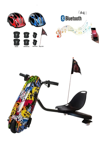 Citymate Drift Car Elektrikli Kaykay Bluetooth Dirift Kar Hoverboard Scooter + Koruma Ekipmanı D01