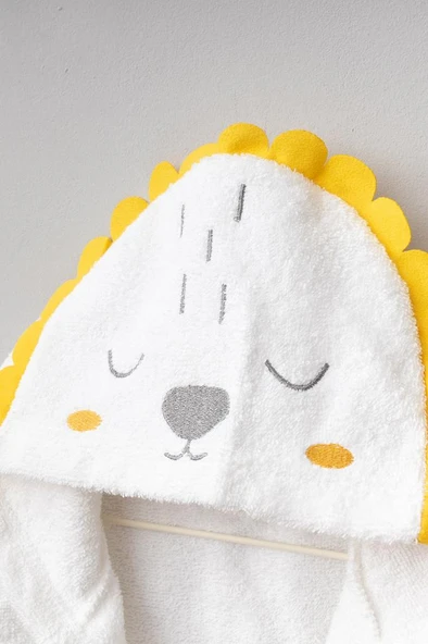 Bebitof %100 Pamuk Aslan Figürlü Bornoz Seti Sarı BBTF.SR.30024 - 5