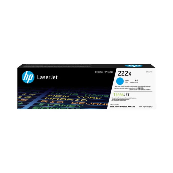 Hp 222X-W2221X Mavi Yüksek Kapasiteli Orijinal Toner ürün görseli