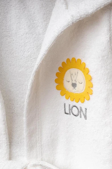 Bebitof %100 Pamuk Aslan Figürlü Bornoz Seti Sarı BBTF.SR.30024 - 6