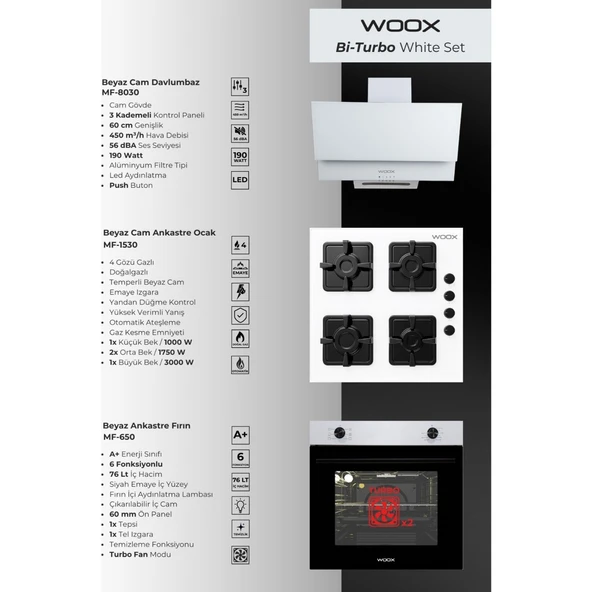 WOOX ANKASTRE 3'LÜ SET BEYAZ - Resim 2