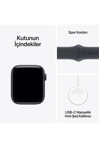 Apple Watch SE 3 GPS, 44mm Gece Yarısı Alüminyum Kasa ve Gece Yarısı Spor Kordon - S/M - Resim 8