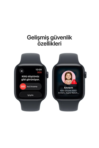 Apple Watch SE 3 GPS, 44mm Gece Yarısı Alüminyum Kasa ve Gece Yarısı Spor Kordon - S/M - Resim 7