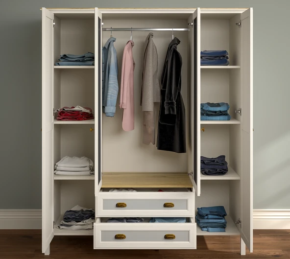 Hunerika Eniro Premium 4 kapak 2 çekmeceli Gardırop-Minifiks bağlantılı - aytaşı/legnano - 3