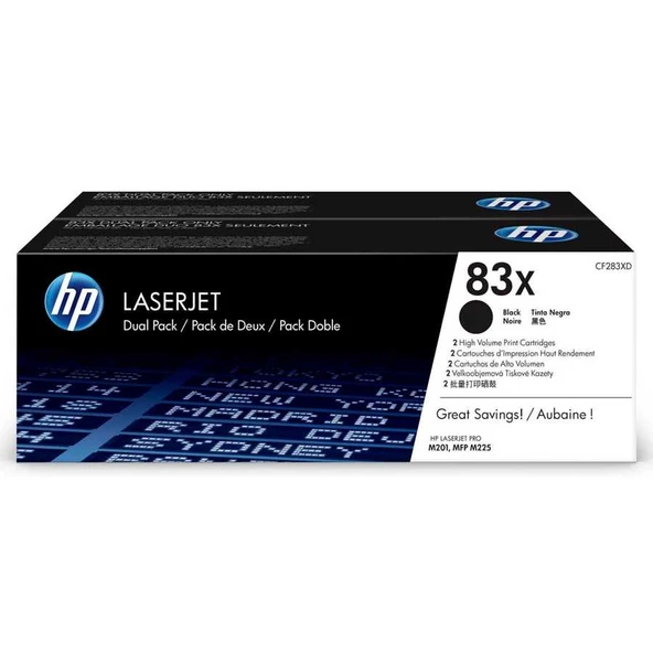 Hp 83X-CF283XD Yüksek Kapasiteli Orijinal Toner İkili Paket ürün görseli