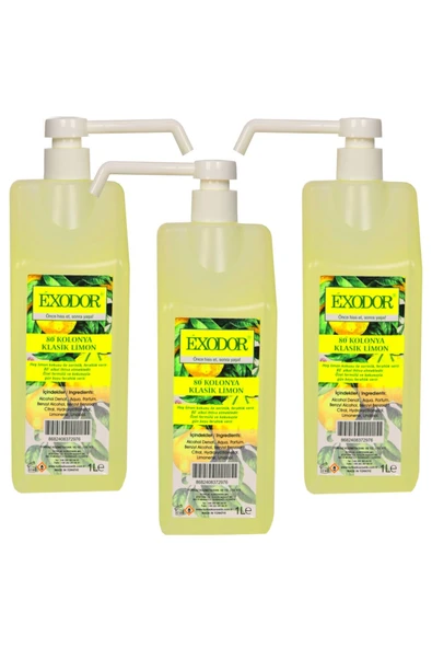 KLASİK LİMON KOLONYASI 1000 ML POMPALI 3 LÜ