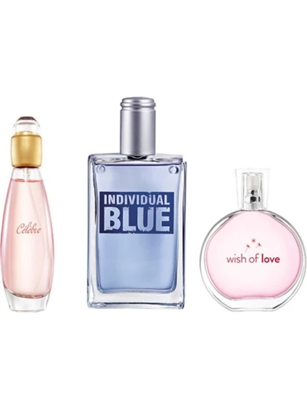 Avon Celebre Edt 50 ml + Individual Blue Edt 100 ml + Wish Of Love Edt 50 ml 3 Lü ürün görseli