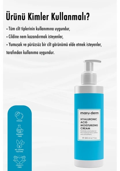 Maru.Derm Hyalüronik Asit Nemlendirici Yüz ve Vücut Cilt Bakım Kremi 200 m - 2