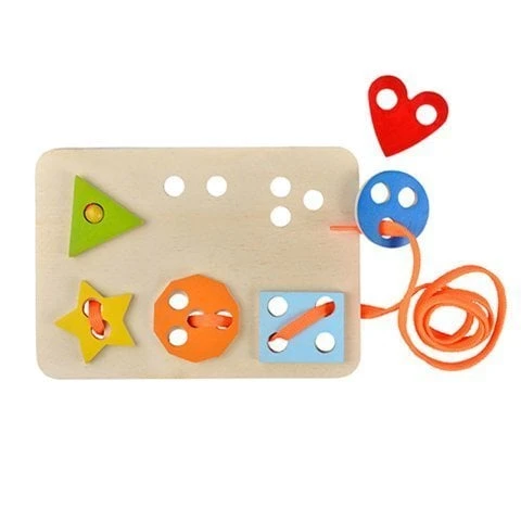 Happy Junior Montessori Eğitici Oyuncak İp Geçirme Geometrik Şekiller - 3