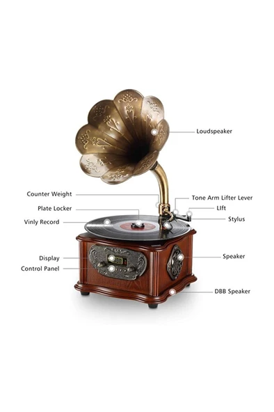 RMJ-209C Gramofon Pikap Radyo Bluetooth Usb Plak Çalar - 3