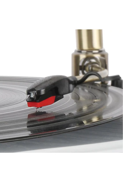 RMJ-209C Gramofon Pikap Radyo Bluetooth Usb Plak Çalar Beyaz - Resim 6