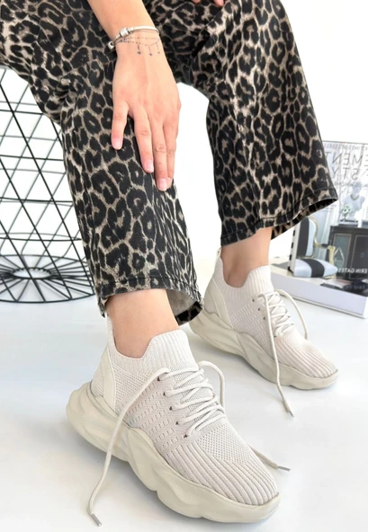 Henta Bej Triko Bağcıklı Spor Ayakkabı - Resim 3