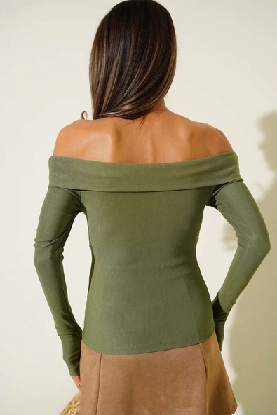 Madonna Çapraz Yaka Bluz Yeşil - Resim 11